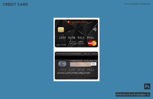 Beispielvorschau der Mastercard der Zagrebačka Bank in Kroatien